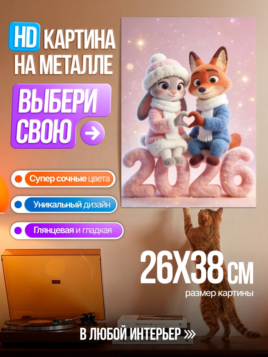 Картина на металле Кролик и лис 2026