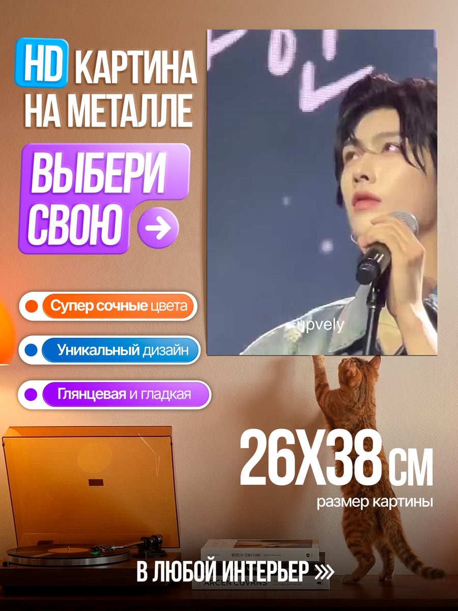 Картина на металле Ким Тэхён микрофон