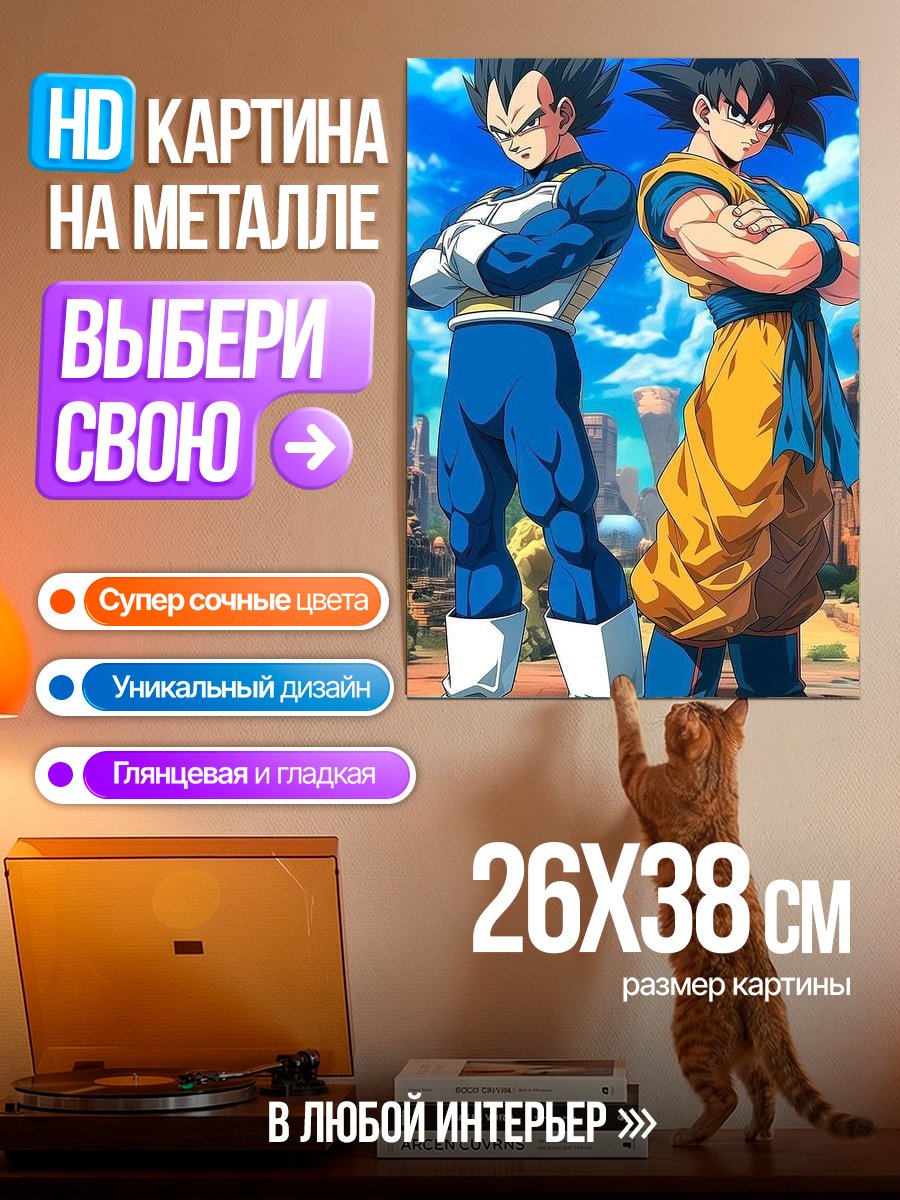 Картина на металле Вегета и Гоку стоят