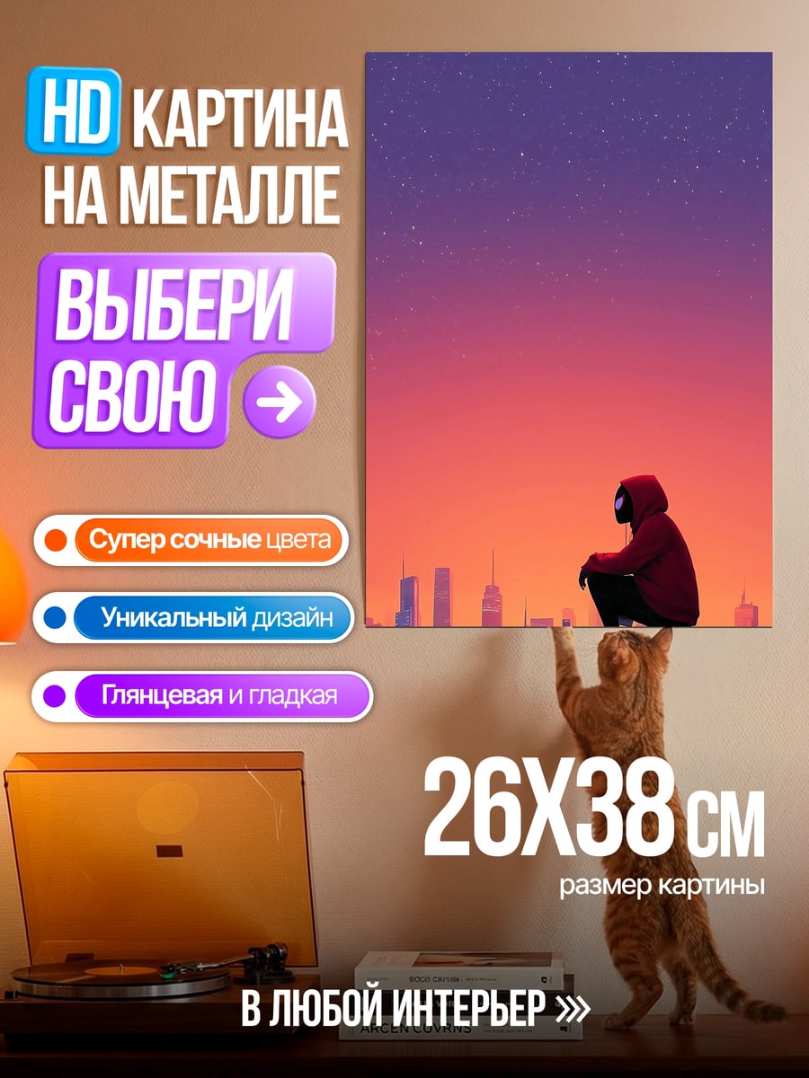 Картина на металле Человек-паук на крыше