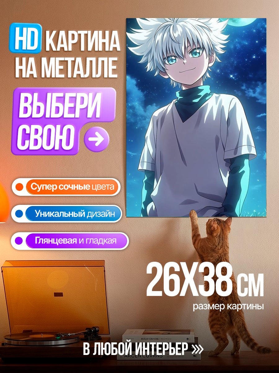 Картина на металле Киллуа Золдик ночь