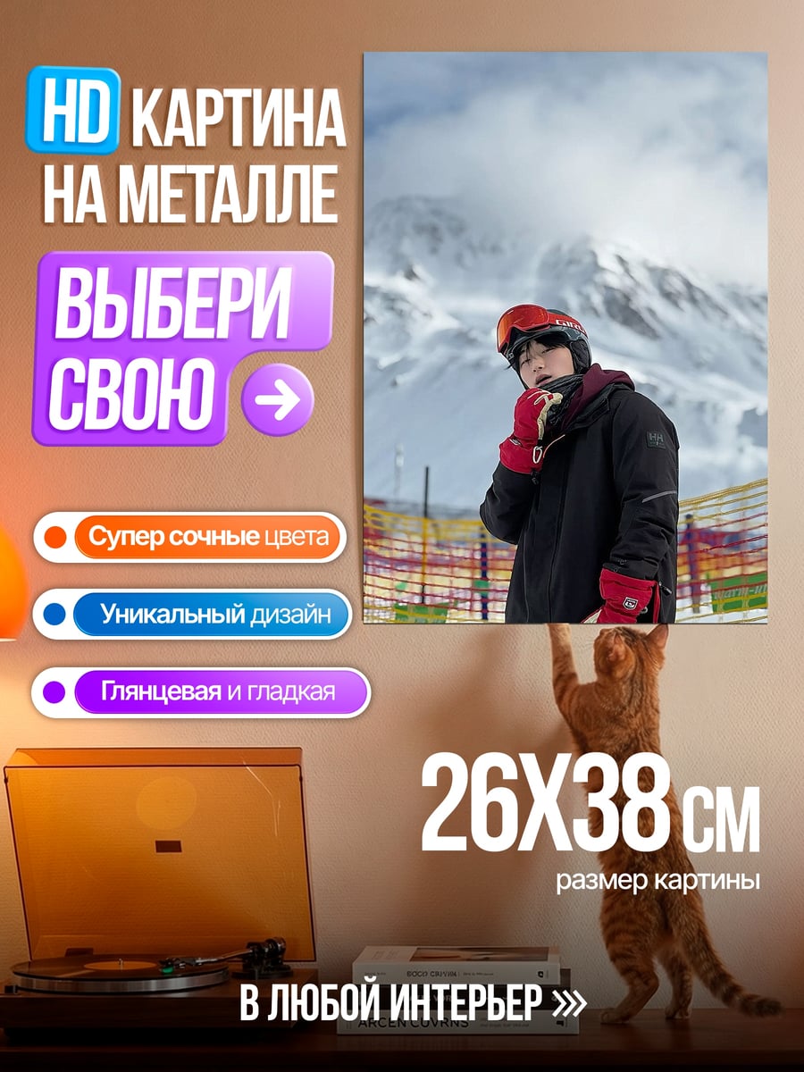 Картина на металле Сноубордист в горах