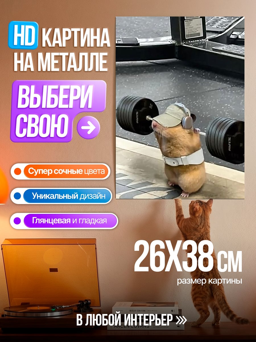 Картина на металле Качок хомяк
