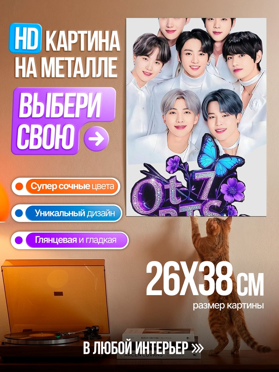 Картина на металле BTS семь участников