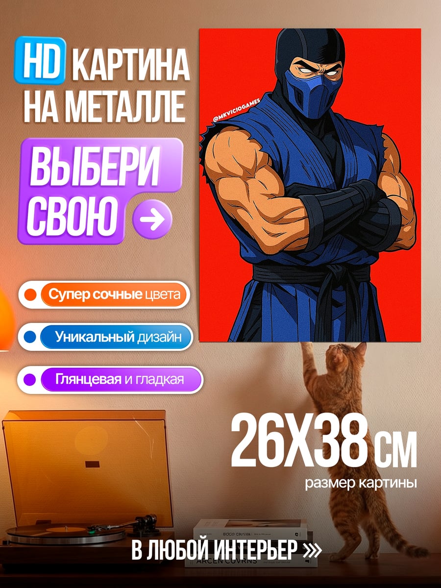 Картина на металле Саб Зиро боец