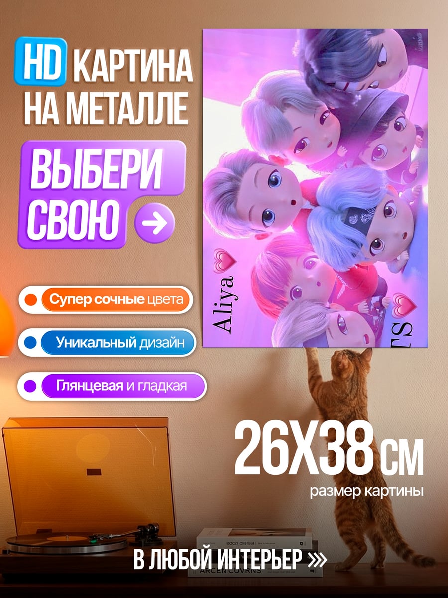 Картина на металле Аниме группа девушек
