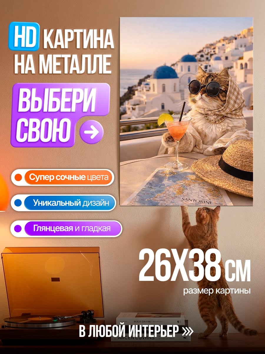 Картина на металле Кот на отдыхе