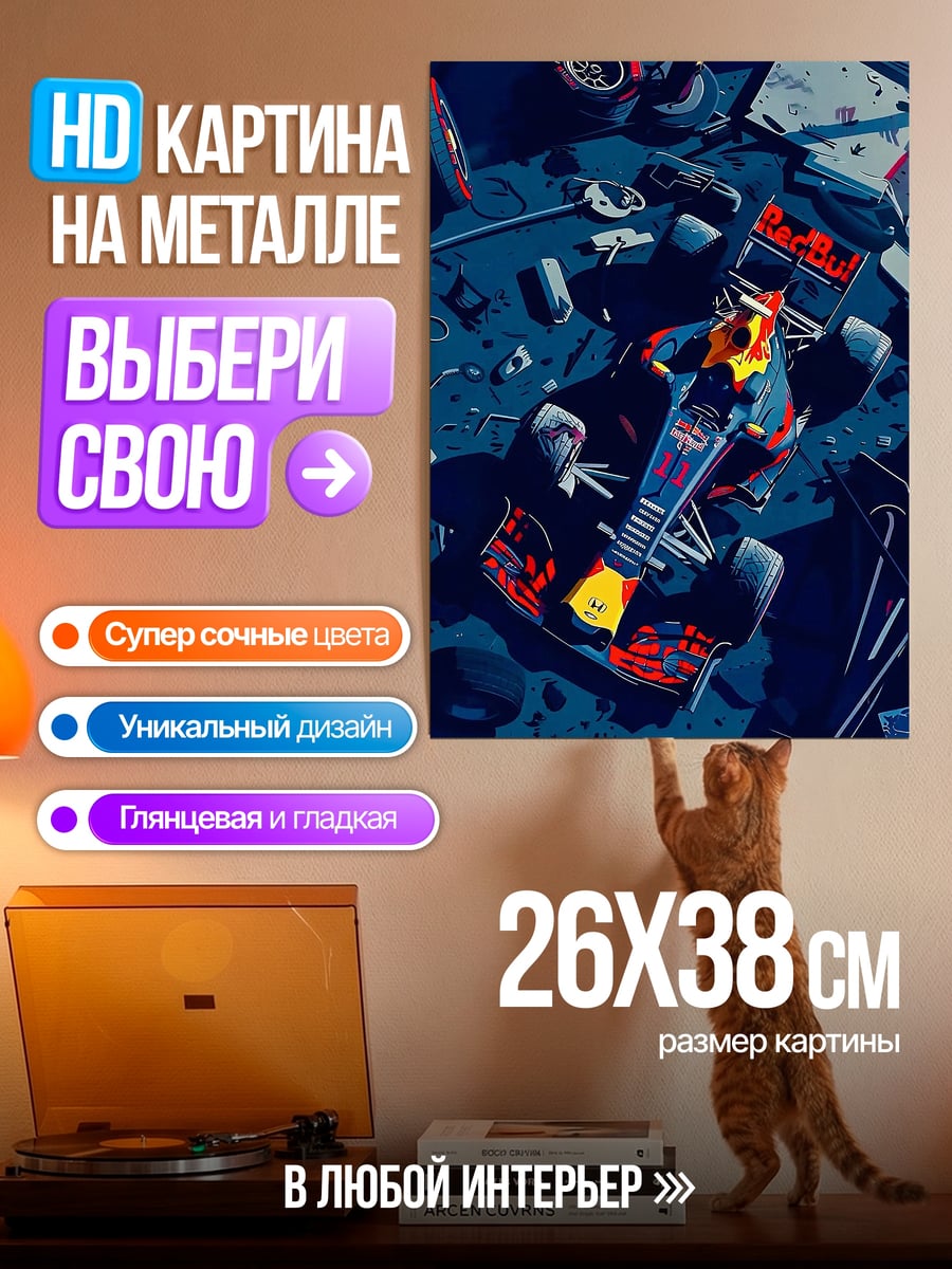 Картина на металле Формула 1 на земле