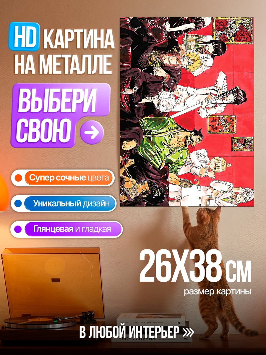 Картина на металле Аниме девушки в ряд