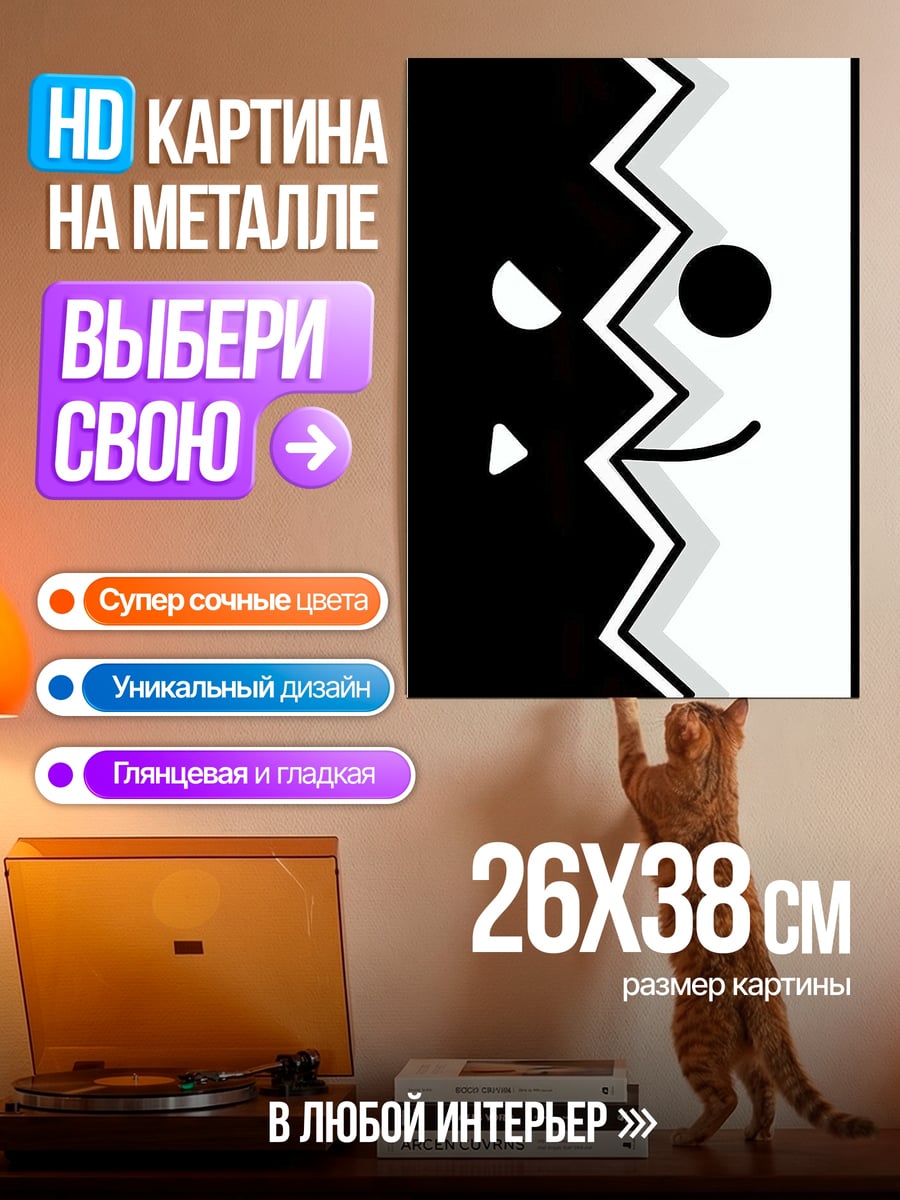 Картина на металле Черно-белое лицо