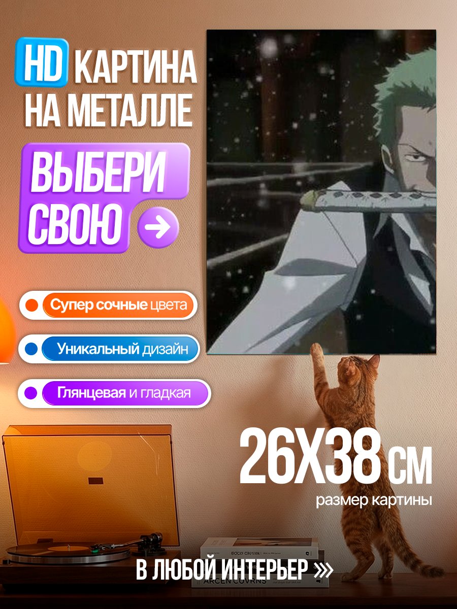 Картина на металле Зоро с мечом