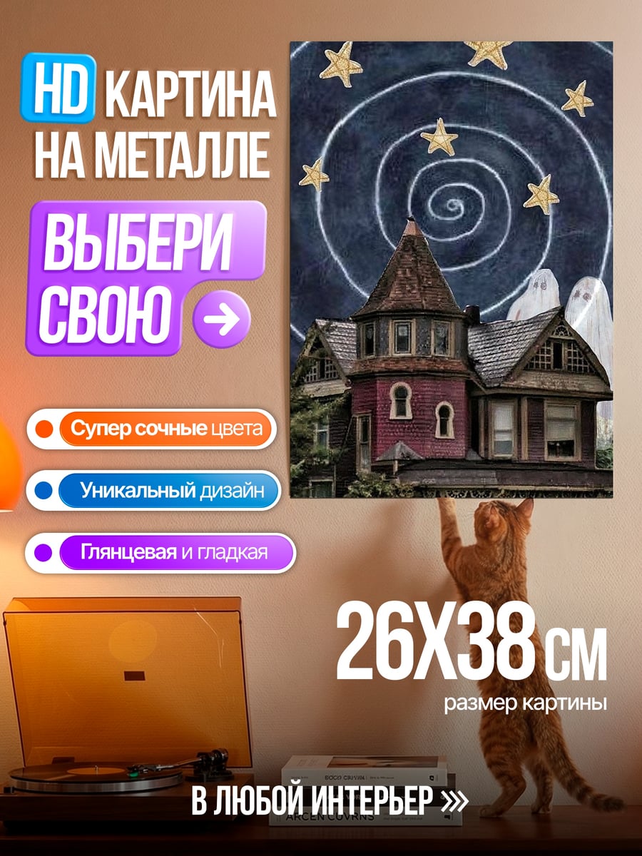 Картина на металле Дом со звездами