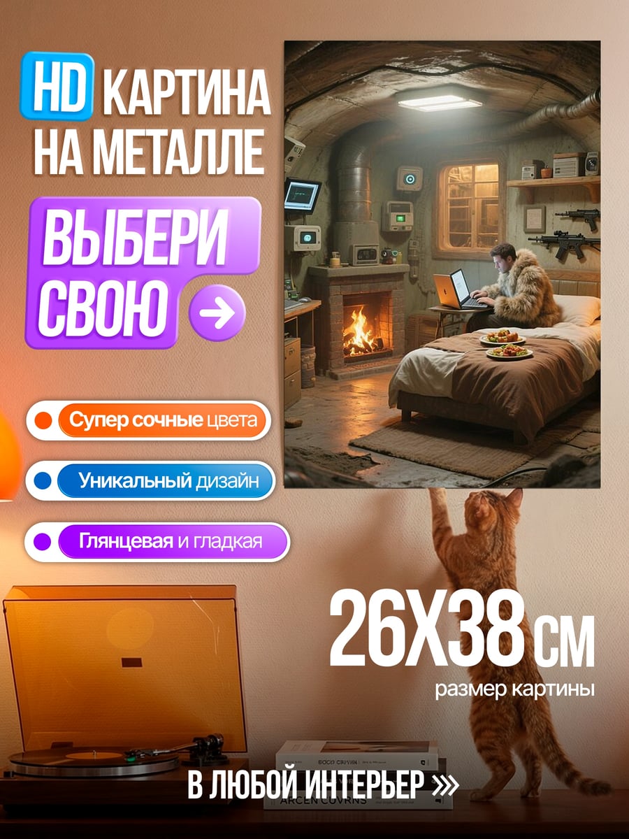 Картина на металле Бункер комната