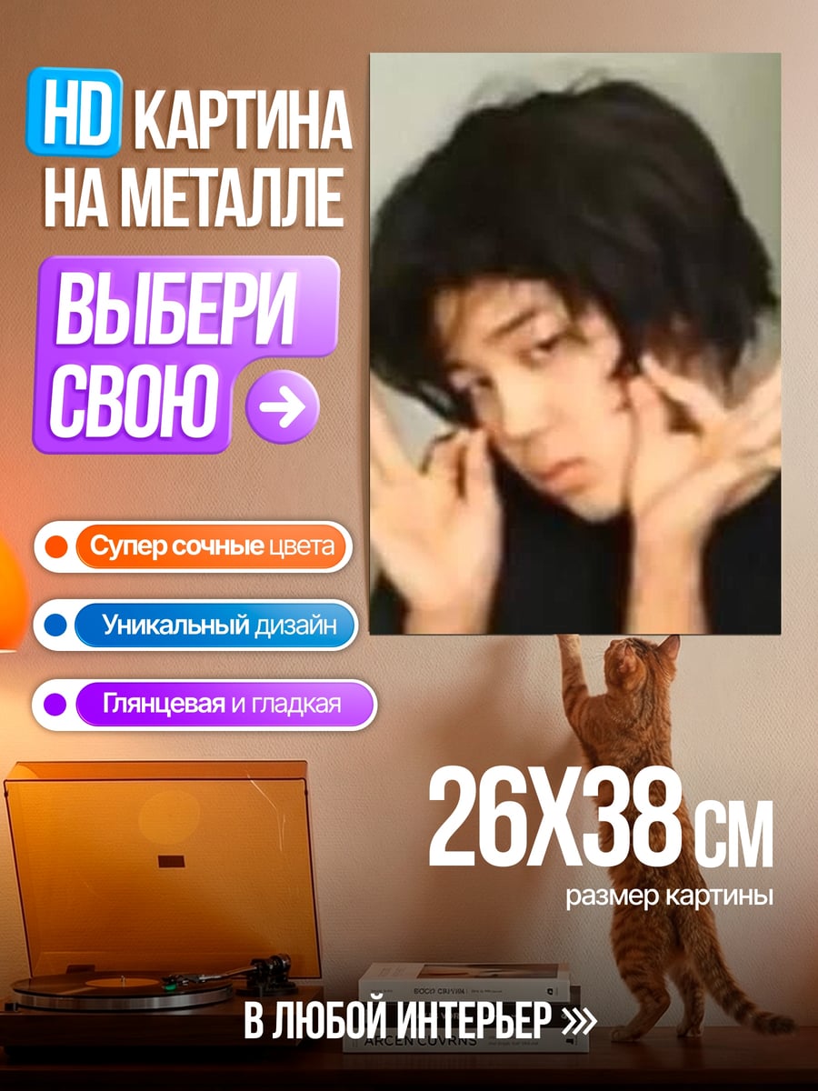 Картина на металле Мем с парнем