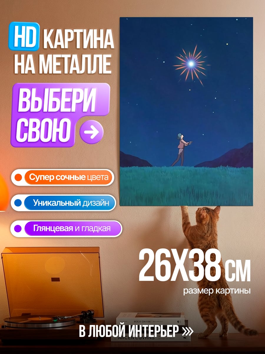 Картина на металле Пара под звездами