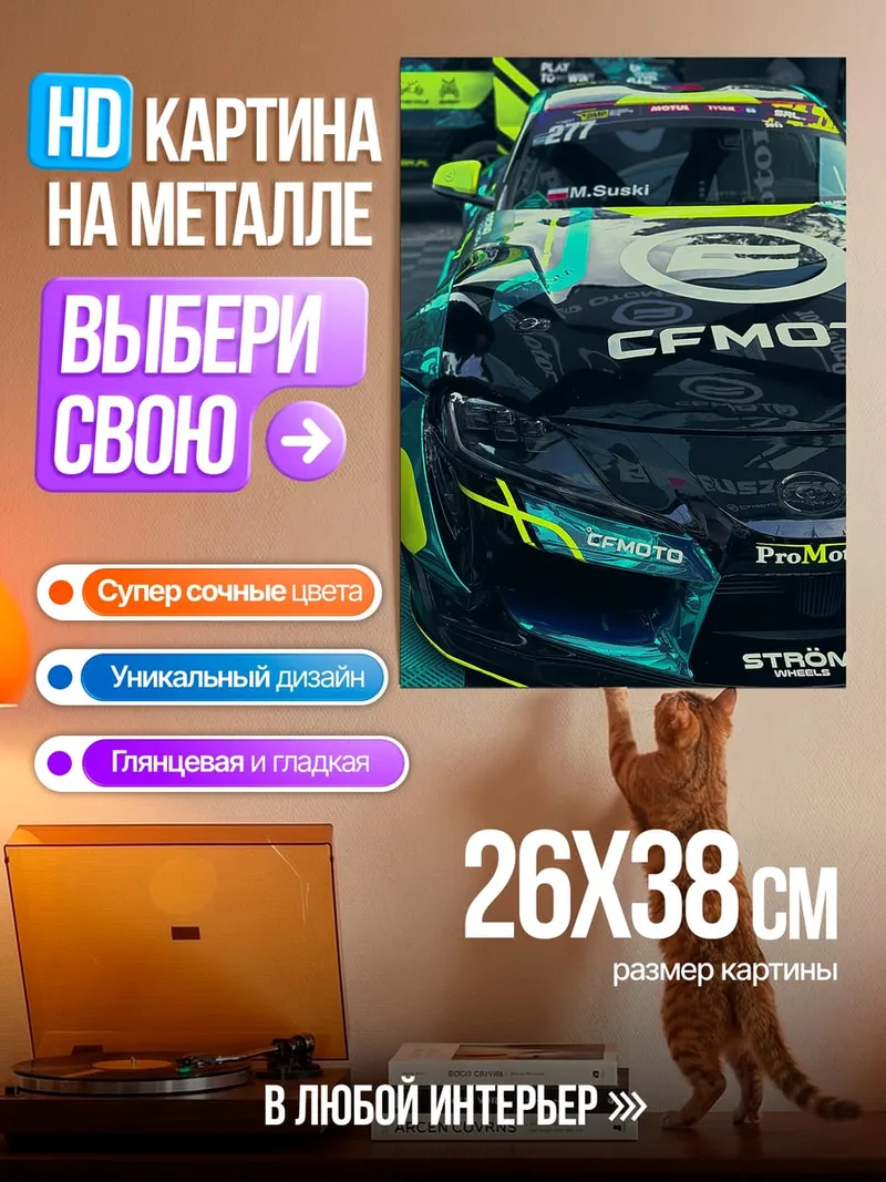 Картина на металле Гоночный автомобиль CFMOTO