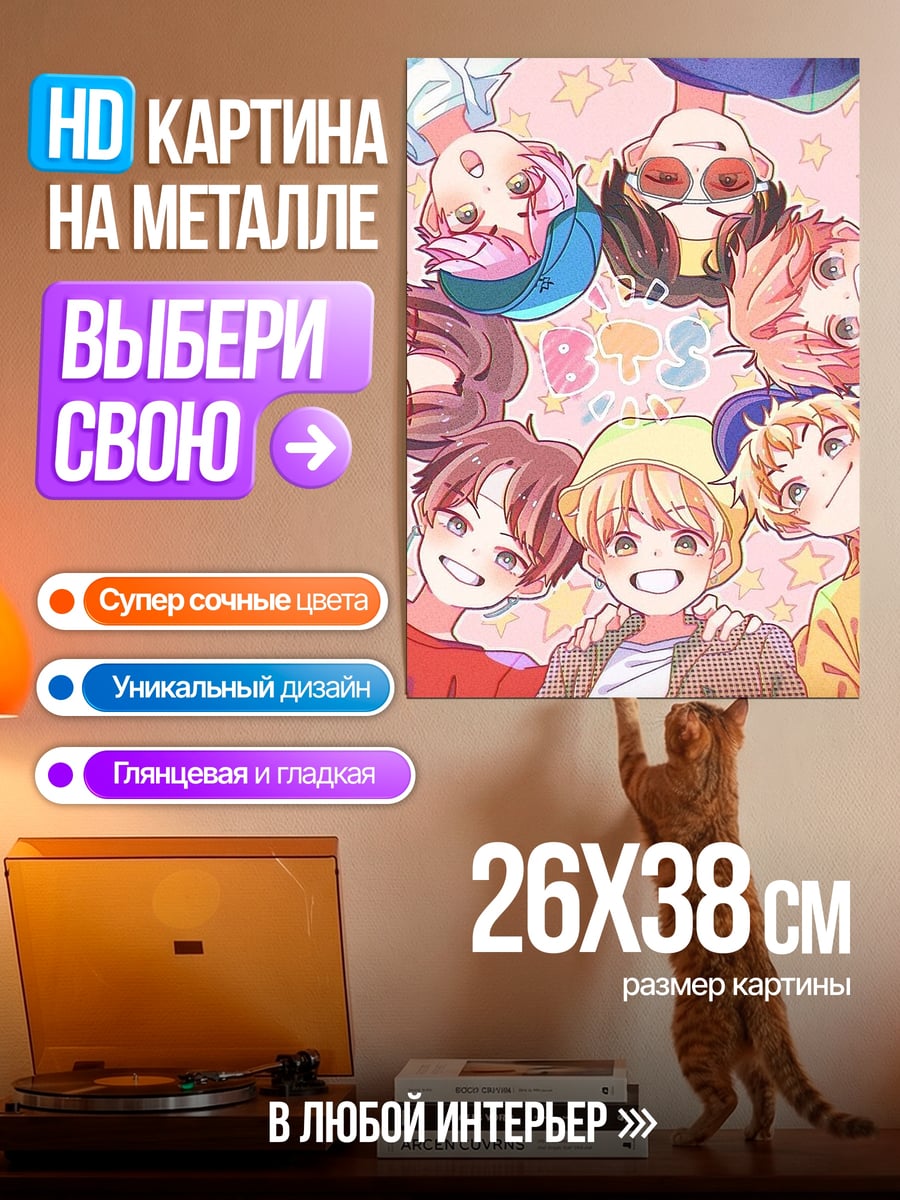 Картина на металле Аниме группа друзей