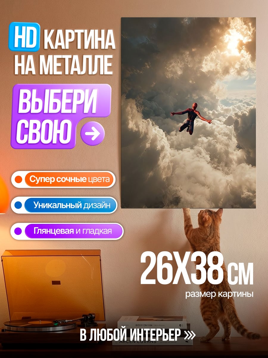 Картина на металле Парашютист в облаках