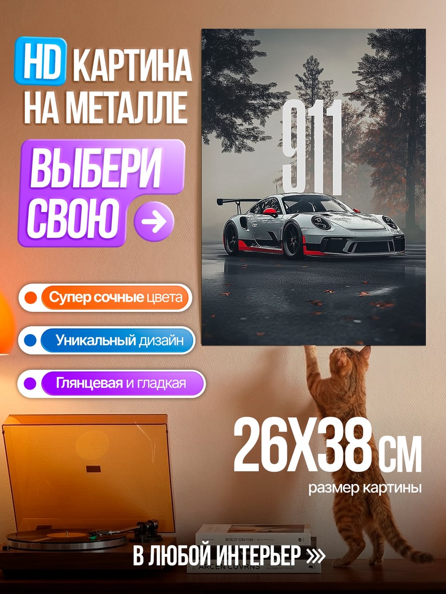 Картина на металле Порше 911