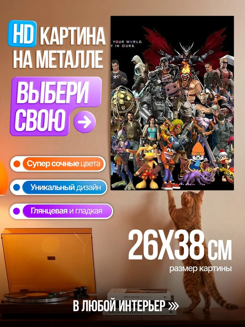 Картина на металле Персонажи PlayStation