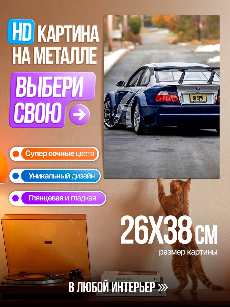 Картина на металле Спортивное купе на дороге