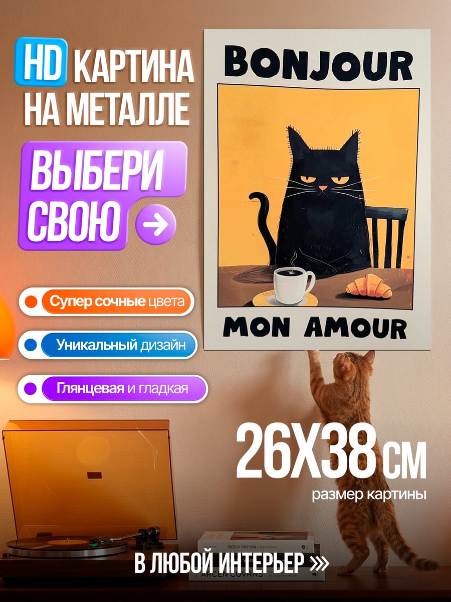 Картина на металле Bonjour mon amour