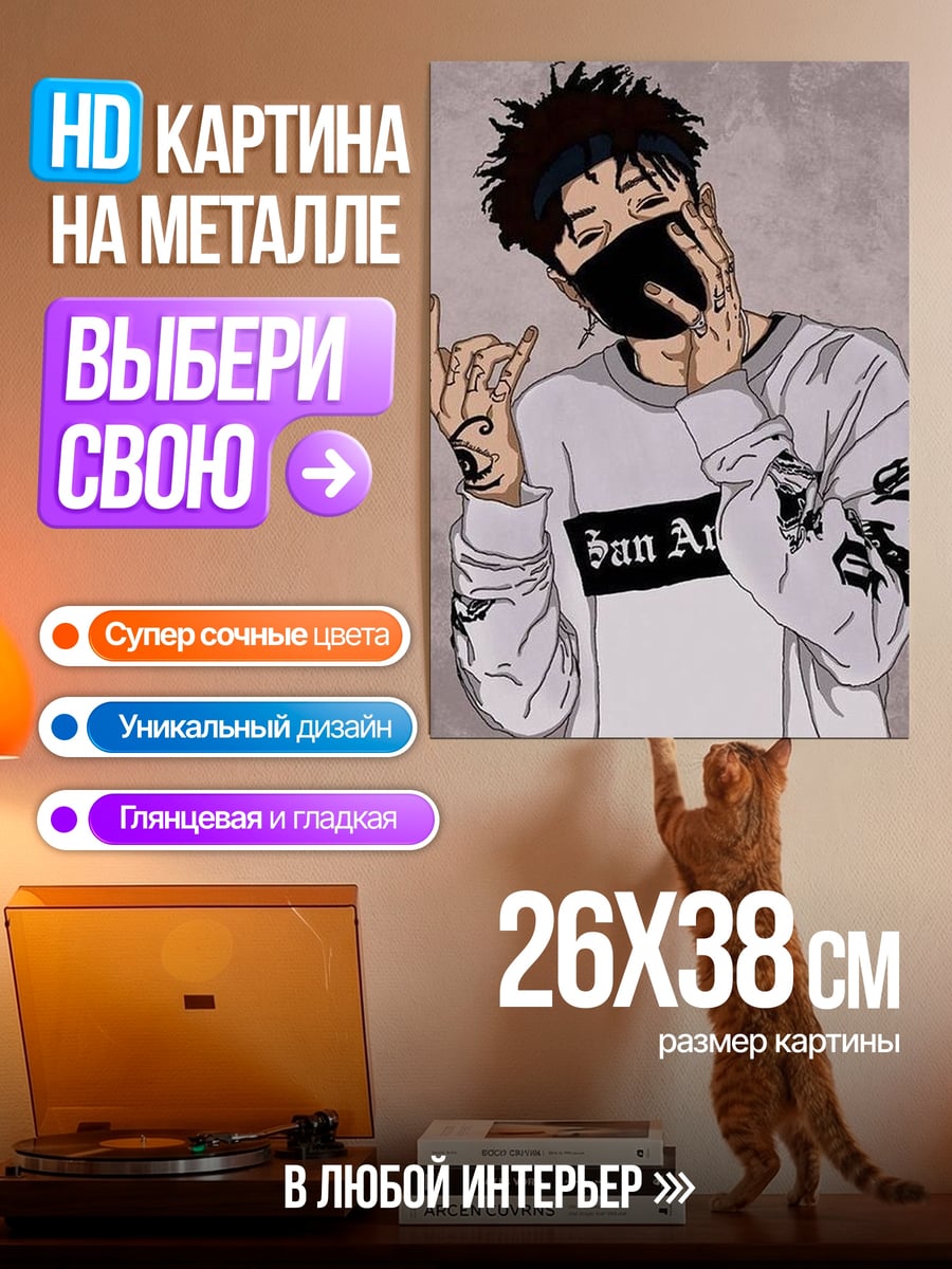 Картина на металле Стильный парень в маске