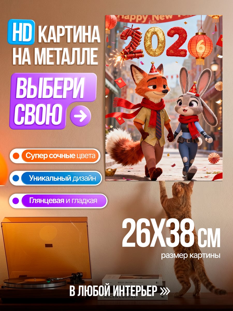 Картина на металле Счастливый Новый Год 2020