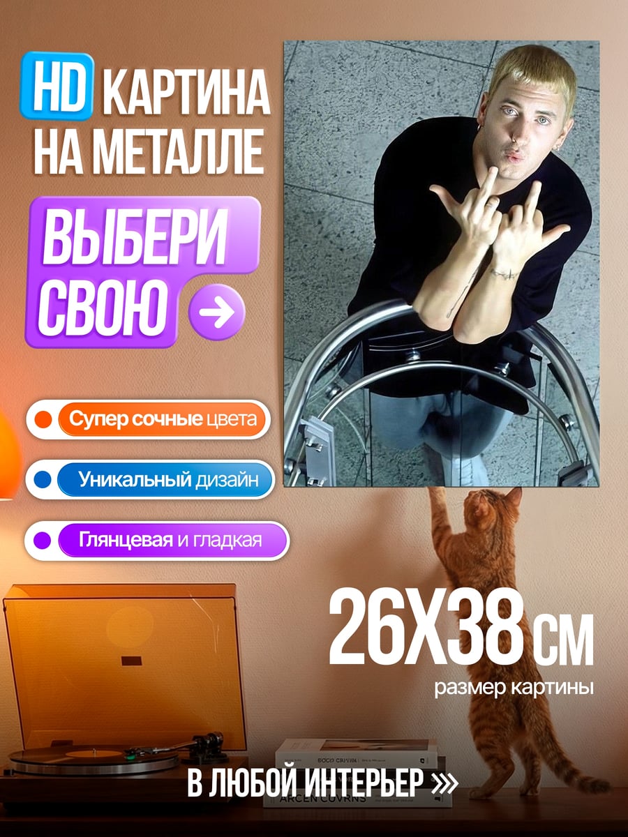 Картина на металле Эминем средний палец