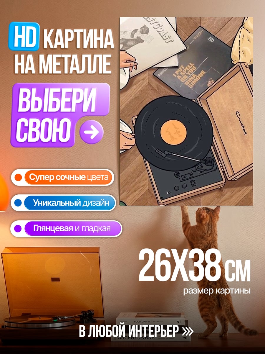 Картина на металле Винил и пластинки