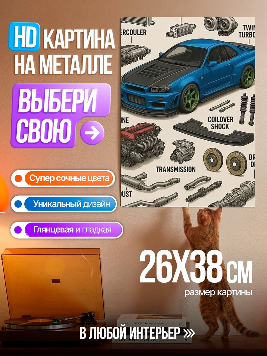 Картина на металле Nissan GT-R Skyline R4