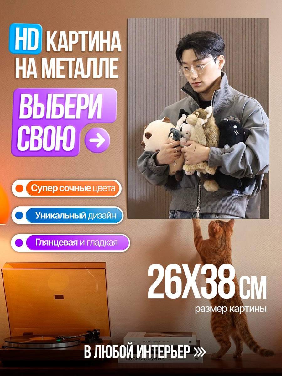 Картина на металле Парень с игрушками