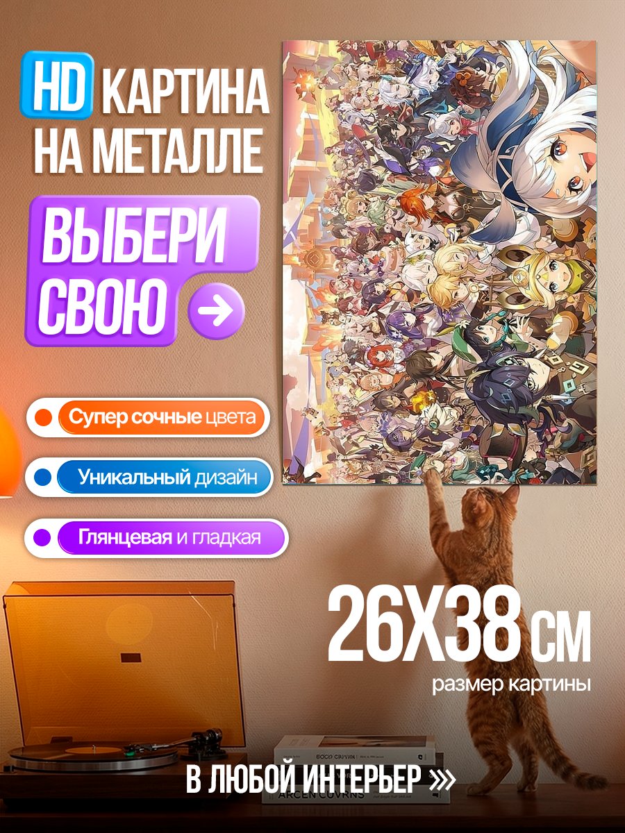 Картина на металле Коллаж аниме персонажей