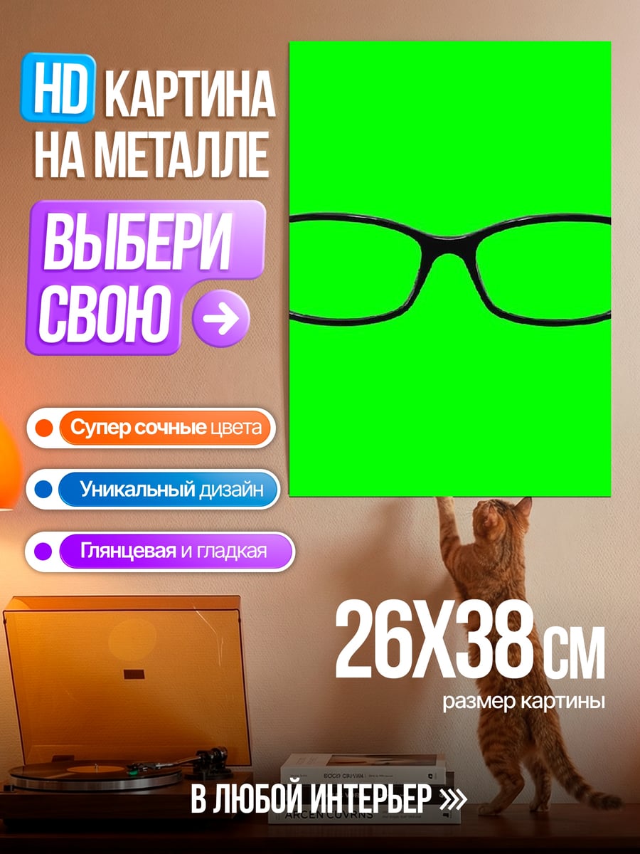 Картина на металле Зеленые очки