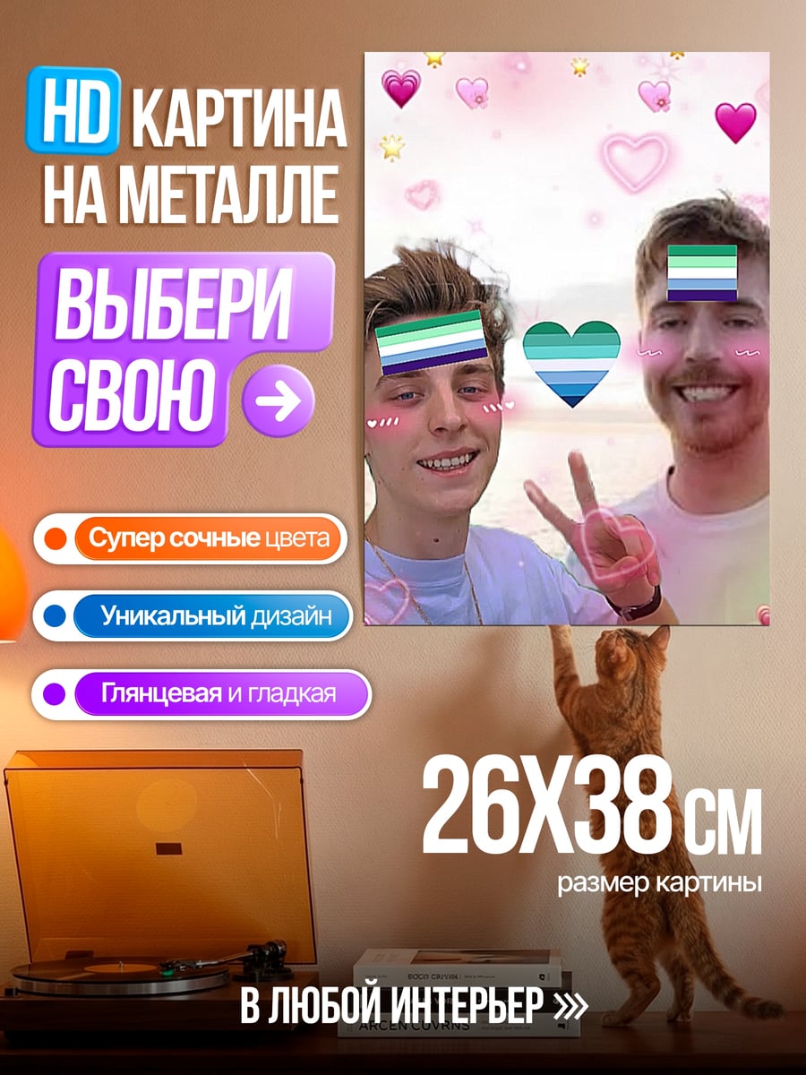 Картина на металле MrBeast и друг