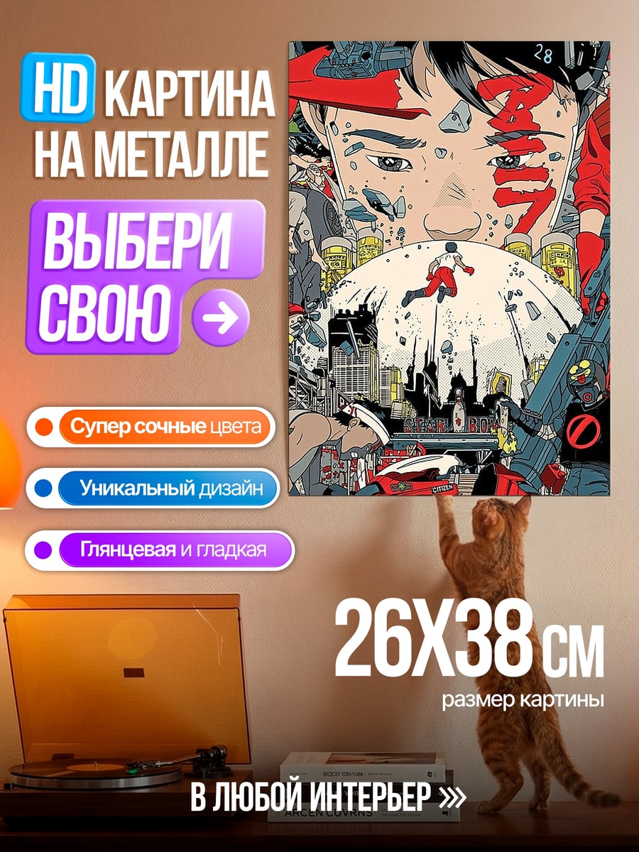 Картина на металле Акира в небе