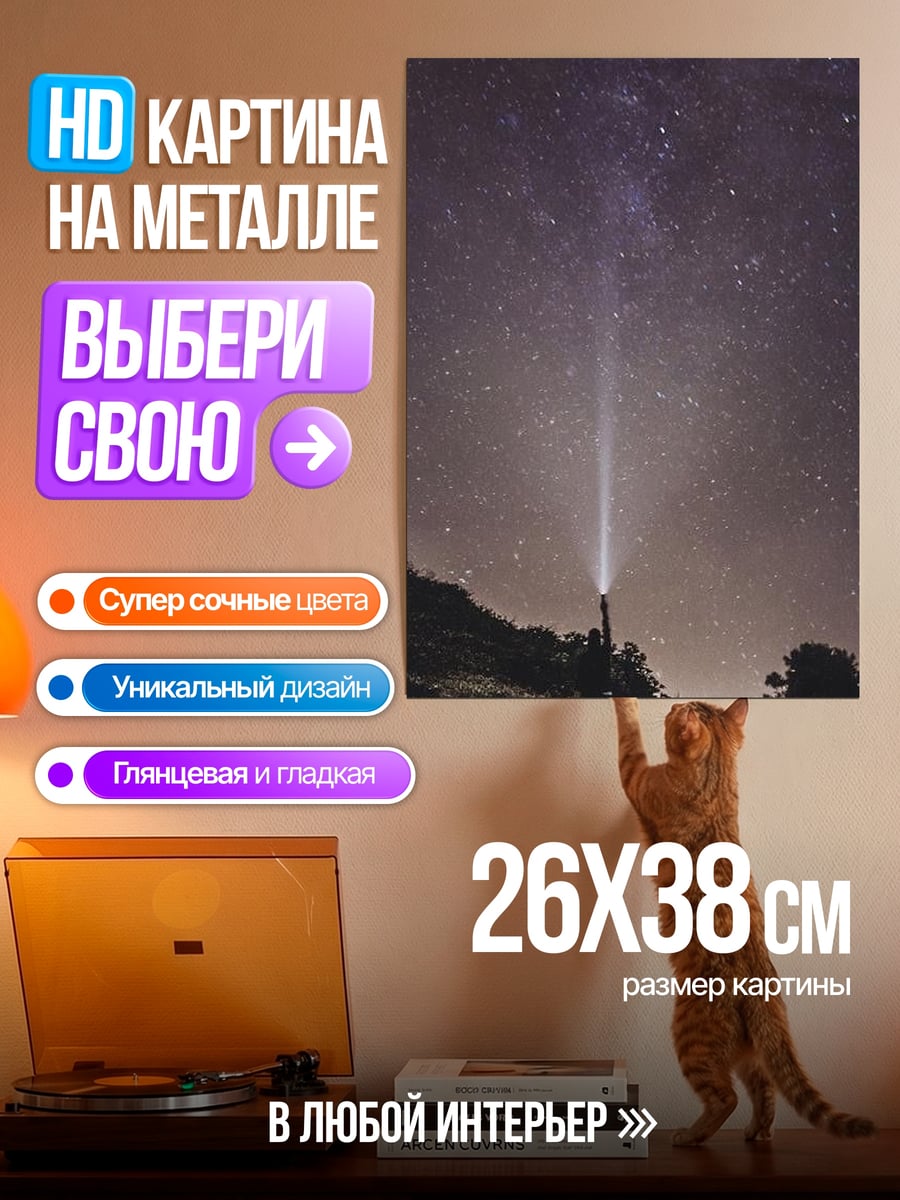 Картина на металле Ночное небо со звездами