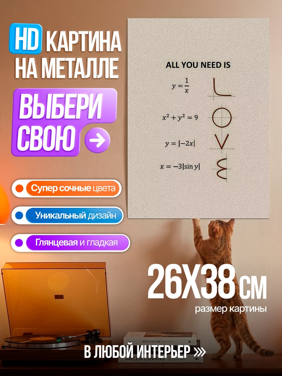 Картина на металле Математика это любовь