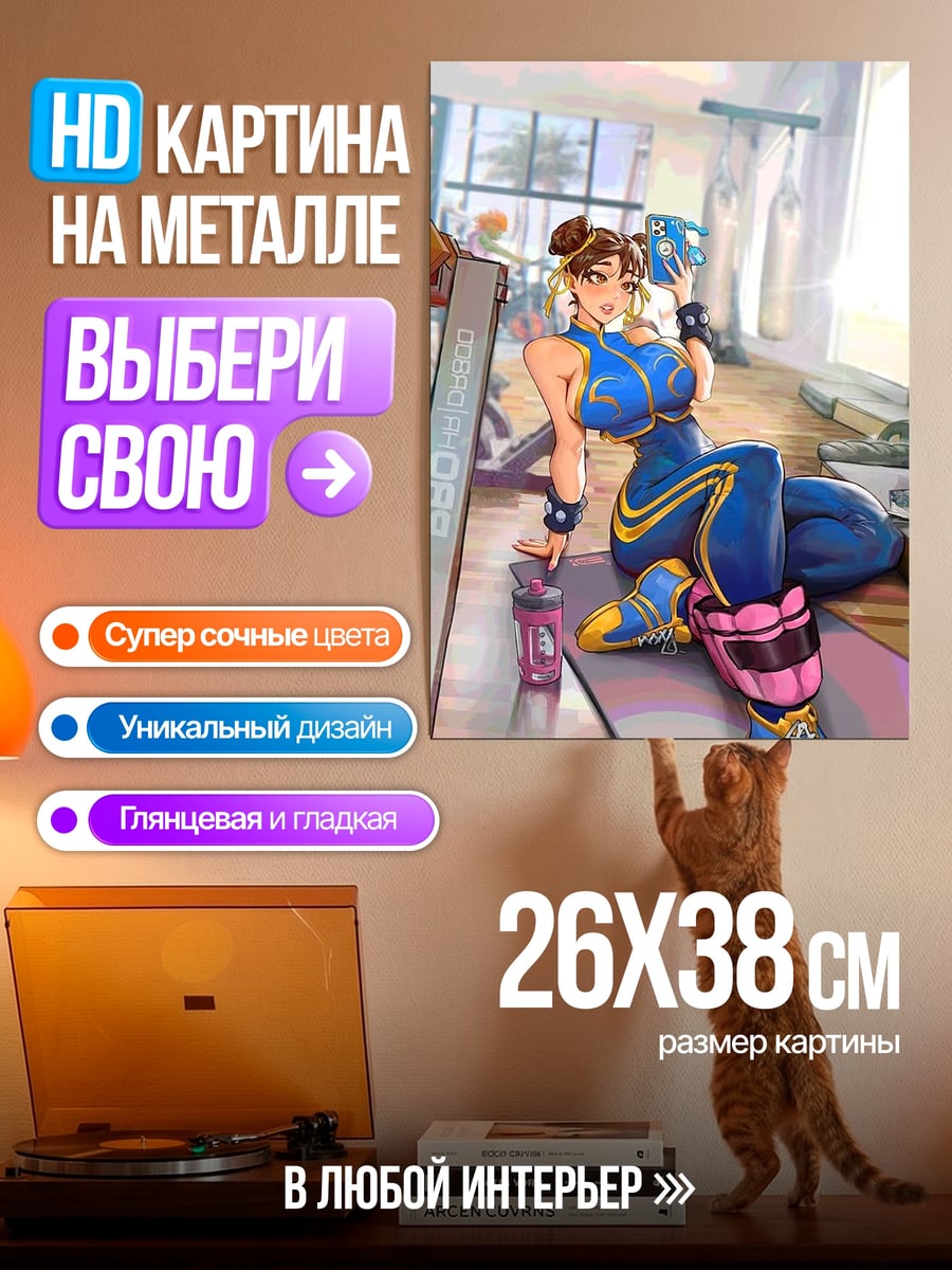 Картина на металле Чунь Ли в спортзале