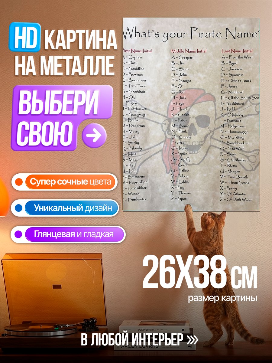 Картина на металле Определи свое пиратское имя