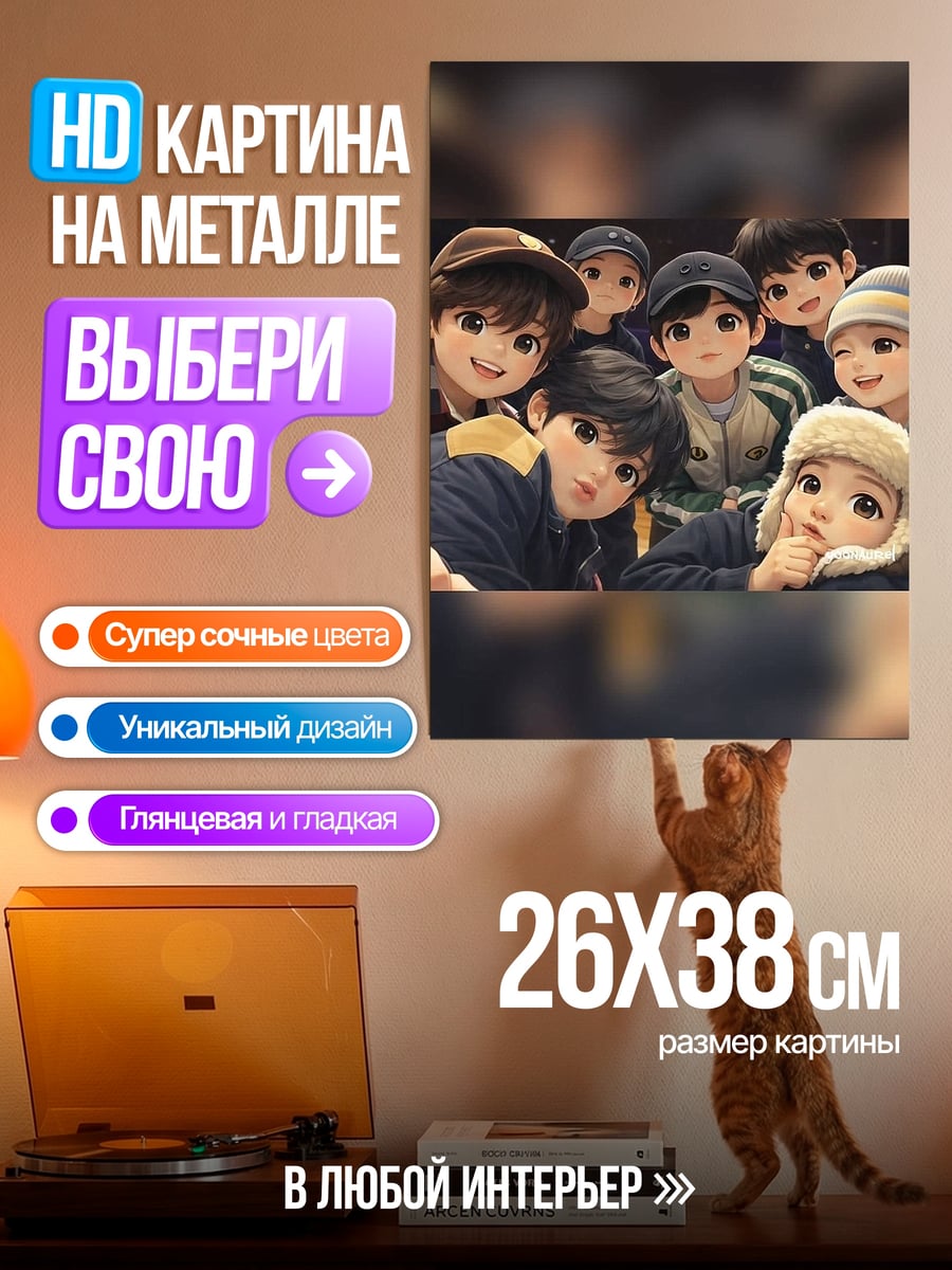 Картина на металле Аниме группа друзей