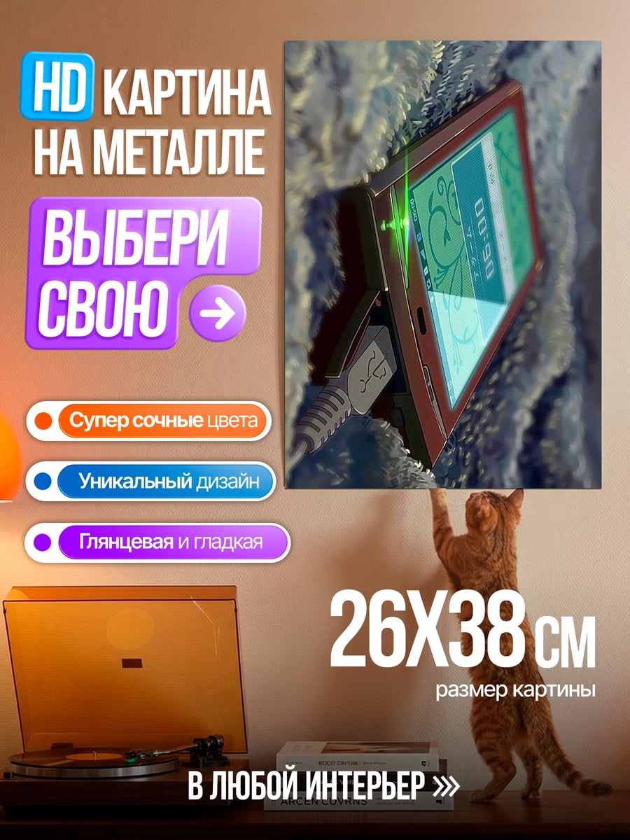 Картина на металле Красный плеер
