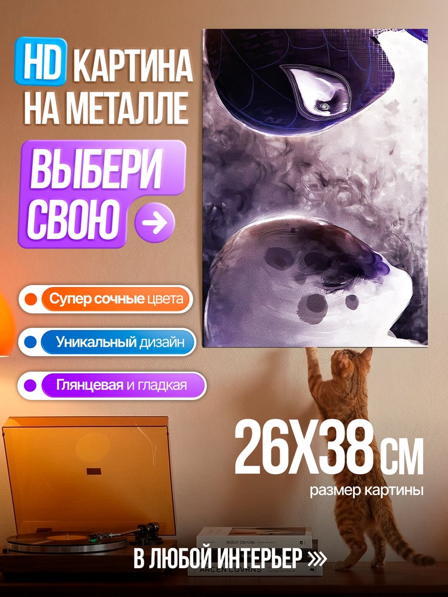 Картина на металле Черно-белый герой