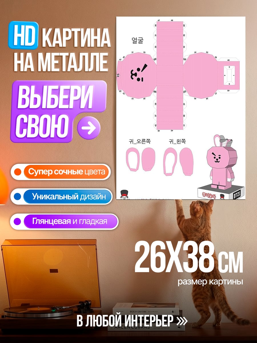 Картина на металле Шаблон фигурки BT21