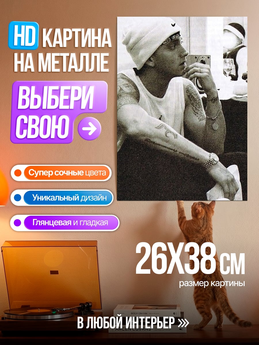 Картина на металле Эминем в шапке