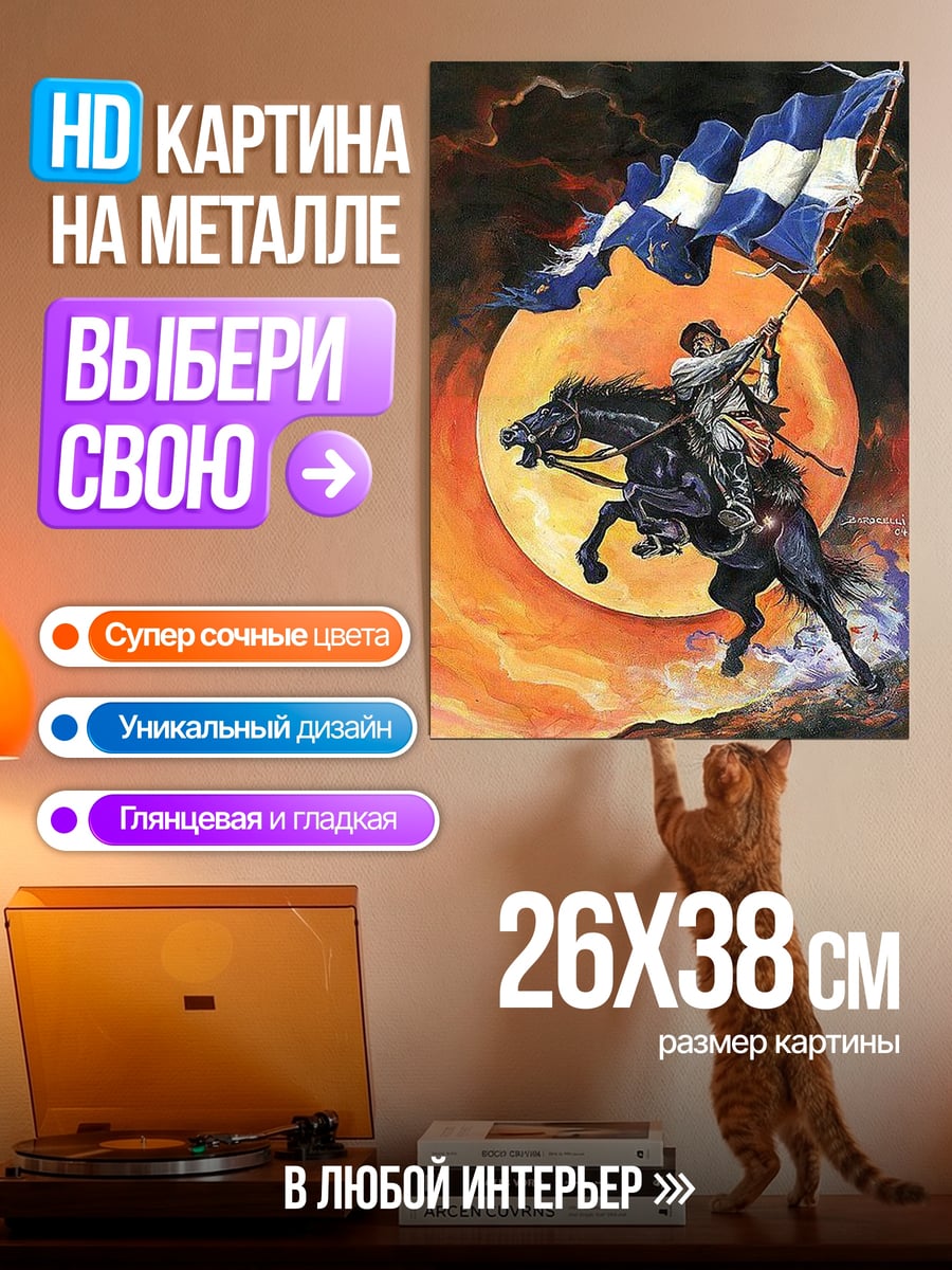 Картина на металле Всадник с флагом
