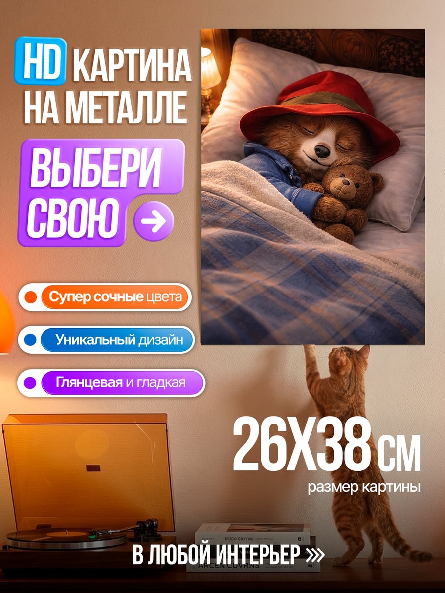 Картина на металле Медвежонок Паддингтон спит