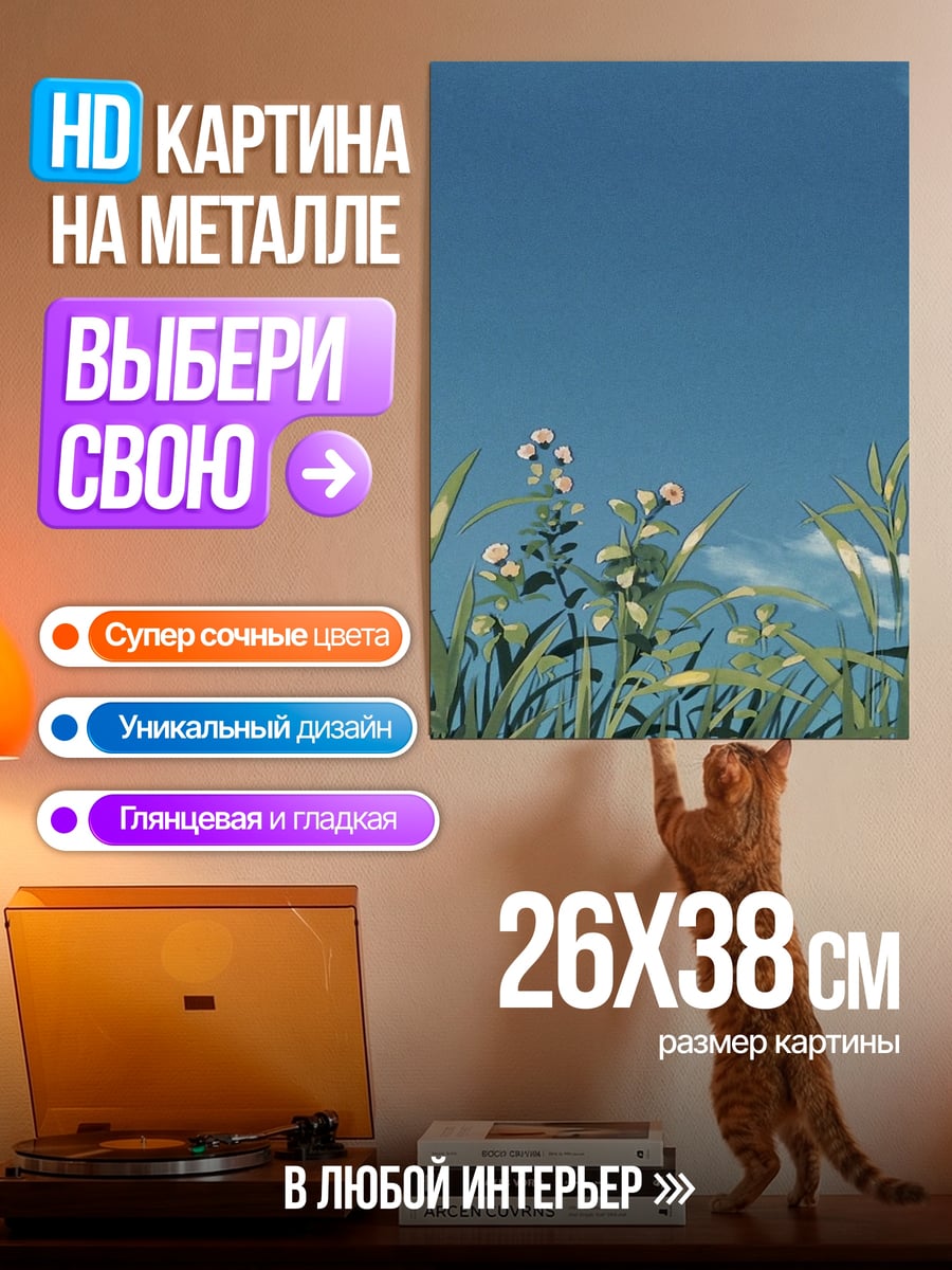 Картина на металле Летнее поле и небо