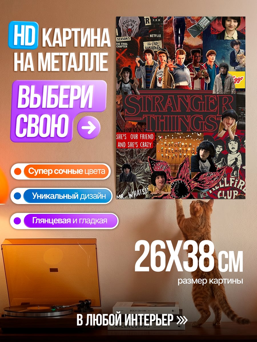 Картина на металле Коллаж персонажей Stranger Things