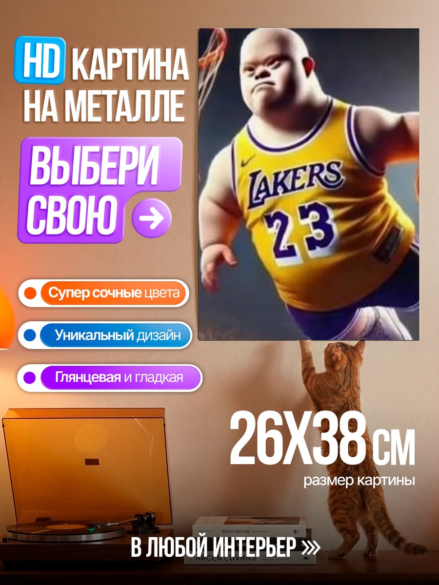 Картина на металле Баскетболист Лейкерс номер 23